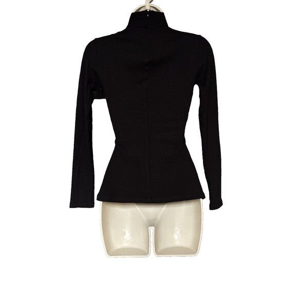 NWT Reformation Piper Size XS Black High Neck Cutout Ribbed Top Long Sleeve - Picture 5 of 12
